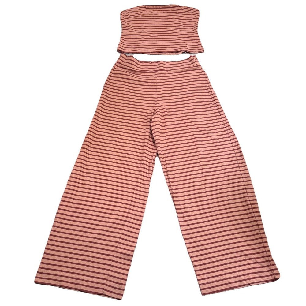 Free People Free-Est Sailor Tube Top Set Women M Burnt Henna Stripe Resort Beach - Picture 2 of 16